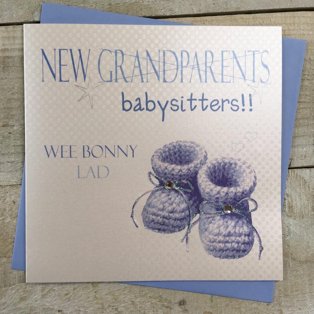 New Baby Card - New Babysitters & Tiny Blue Shoes