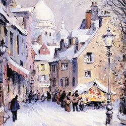 Blank Christmas Card -  Montmartre Under Snow
