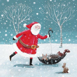 Humour Christmas Card - Santa And Rabbits