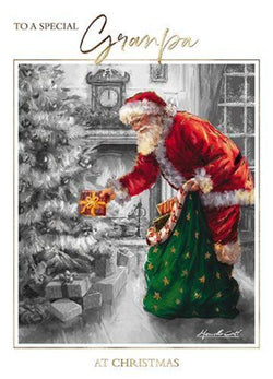 Grandpa Christmas Card - Santa With Presents