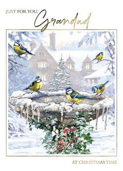 Grandad Christmas Card - Bird Bath