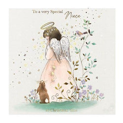 Niece Christmas Card - Angel And Bunny