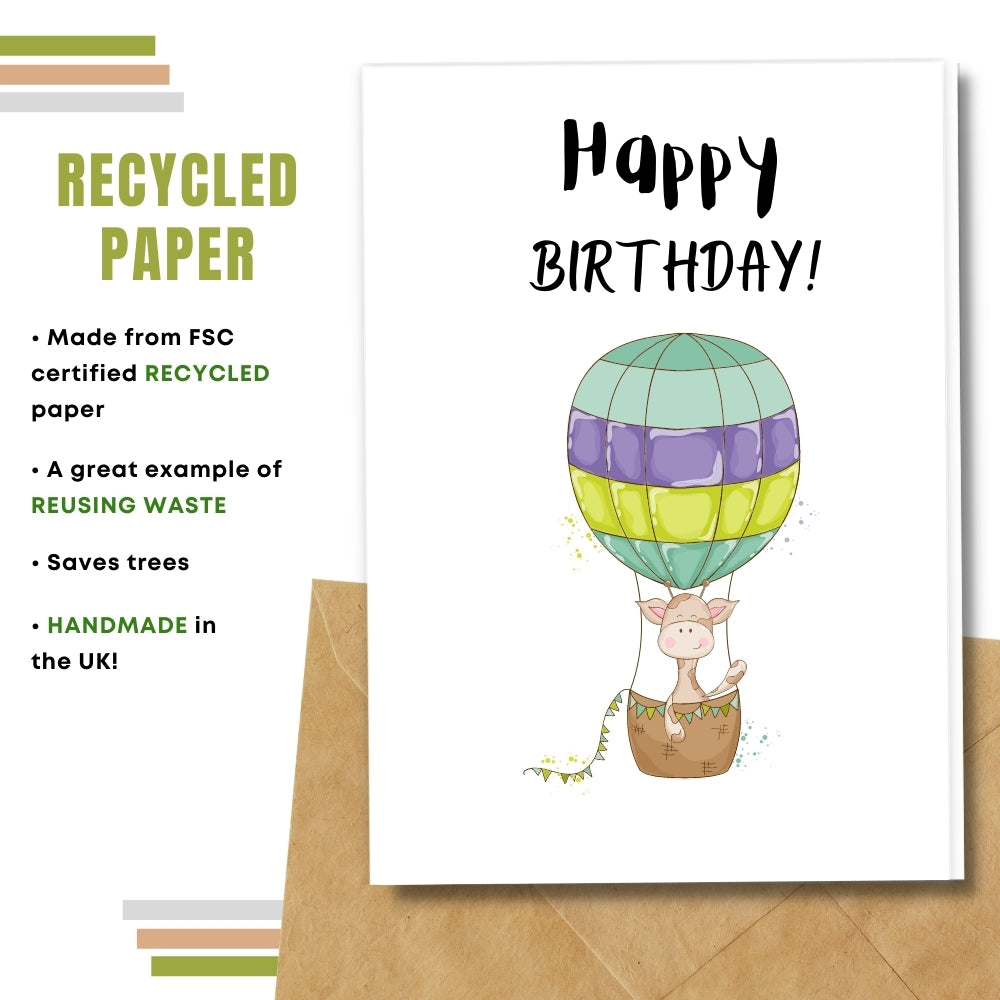 Children Birthday Card - Globetrotting Giraffe