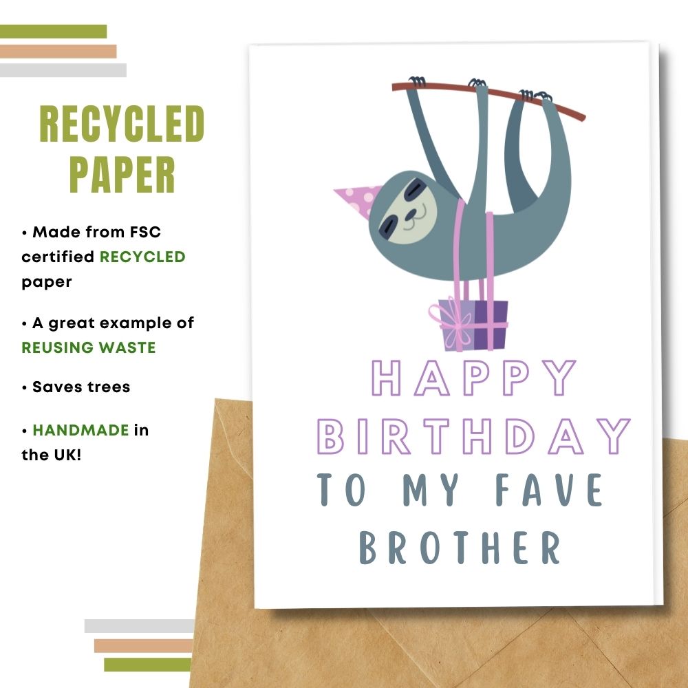 Children Birthday Card - Brother Sloth