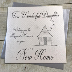 New Home Card - Daughter / Front Of The House & Three Silver Stars