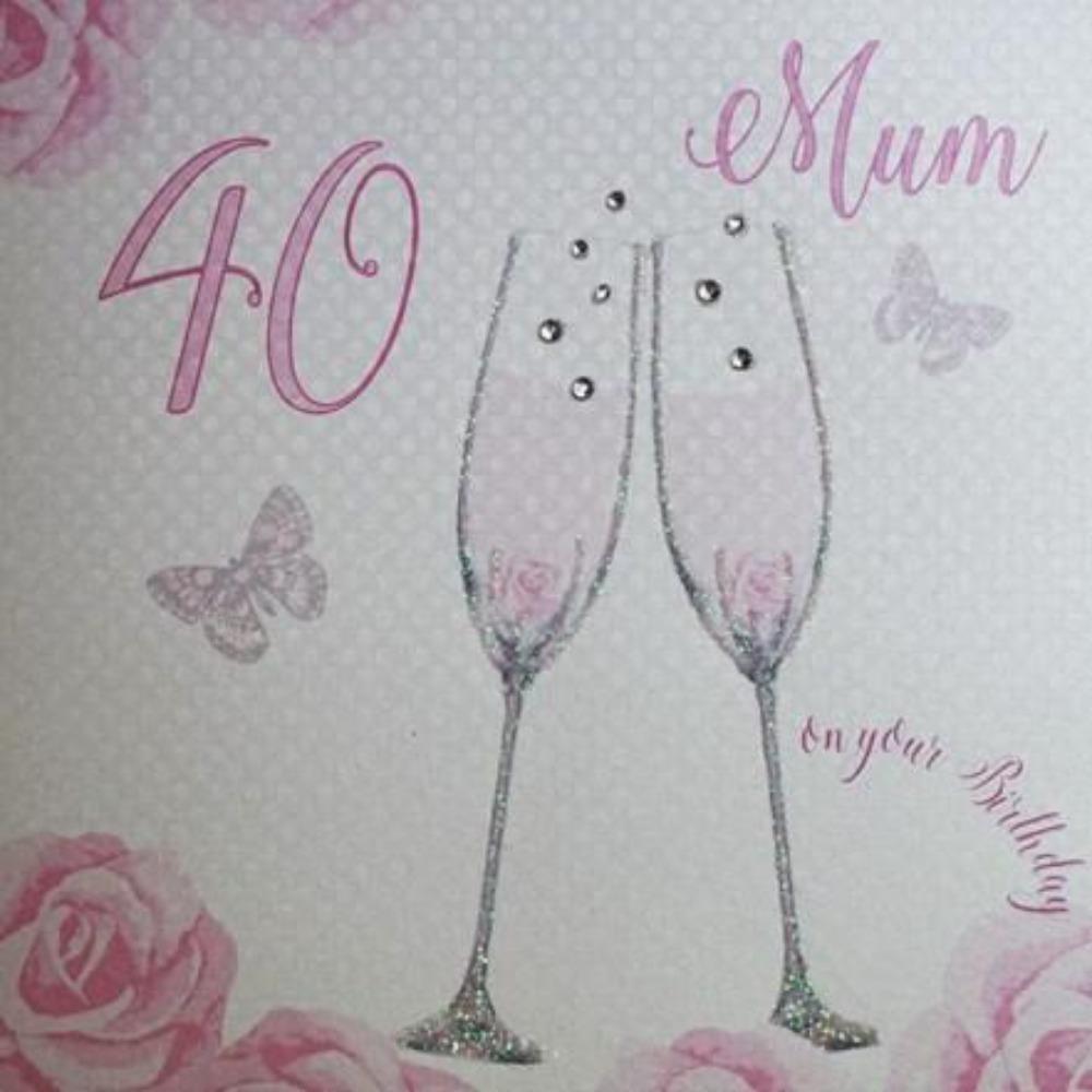 Age 40 Birthday Card - Mum / Two Butterflies & A Pink '40'