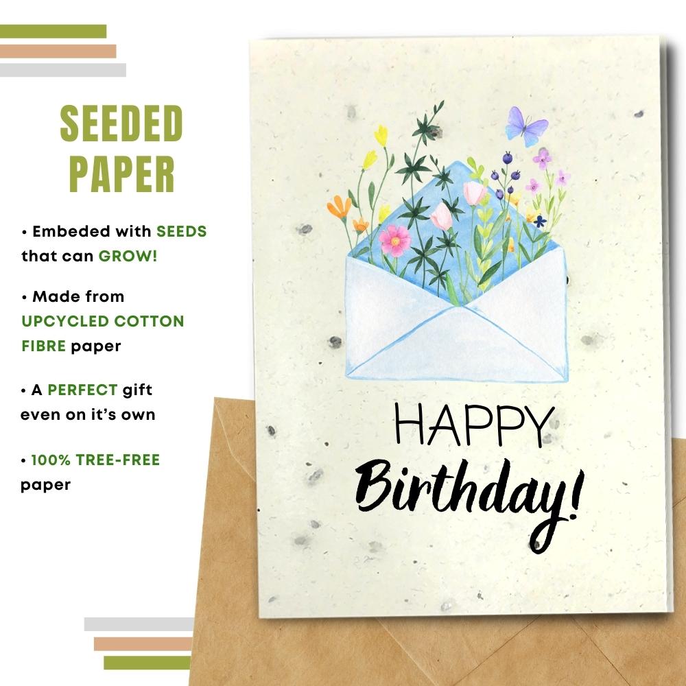 General Birthday Card - Flowers In Envelope