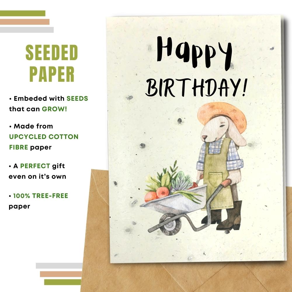 General Birthday Card - Gardening Bunny