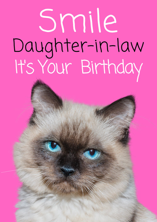 Humour Daughter In Law Birthday Card Personalisation - Bule Eyes Feline
