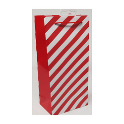 Gift Wrap - Gift Bag / Bottle - White & Red Stripes
