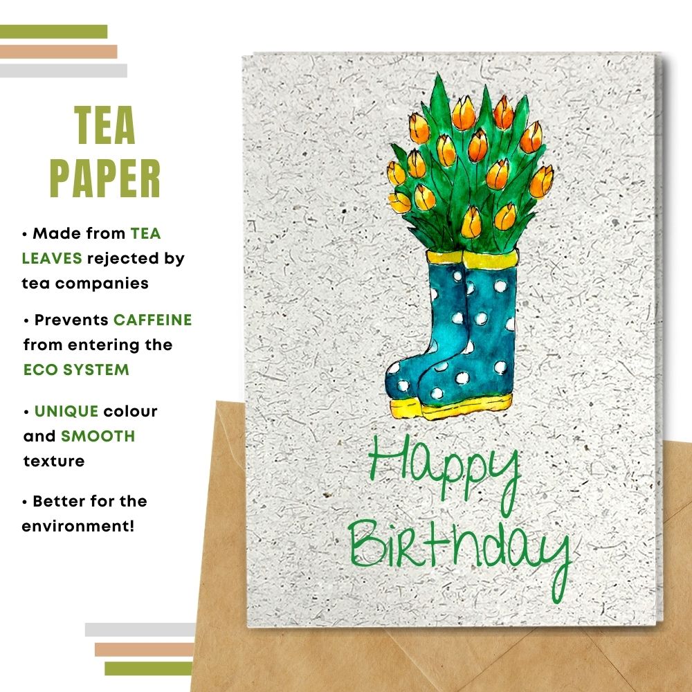 General Birthday Card - Boots & Flowers