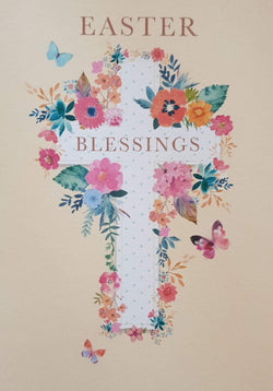 Easter Card - Religious / Flowers And Cross