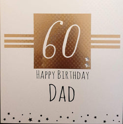 Birthday Card - Dad - 60th Birthday - "60" Inside Gold Square with Stars