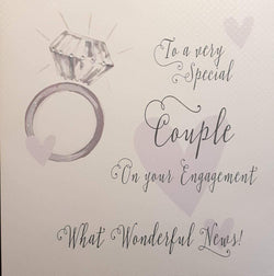 Engagement Card - Special Couple / "What Wonderful News!" & Diamond Ring  (Large Card)