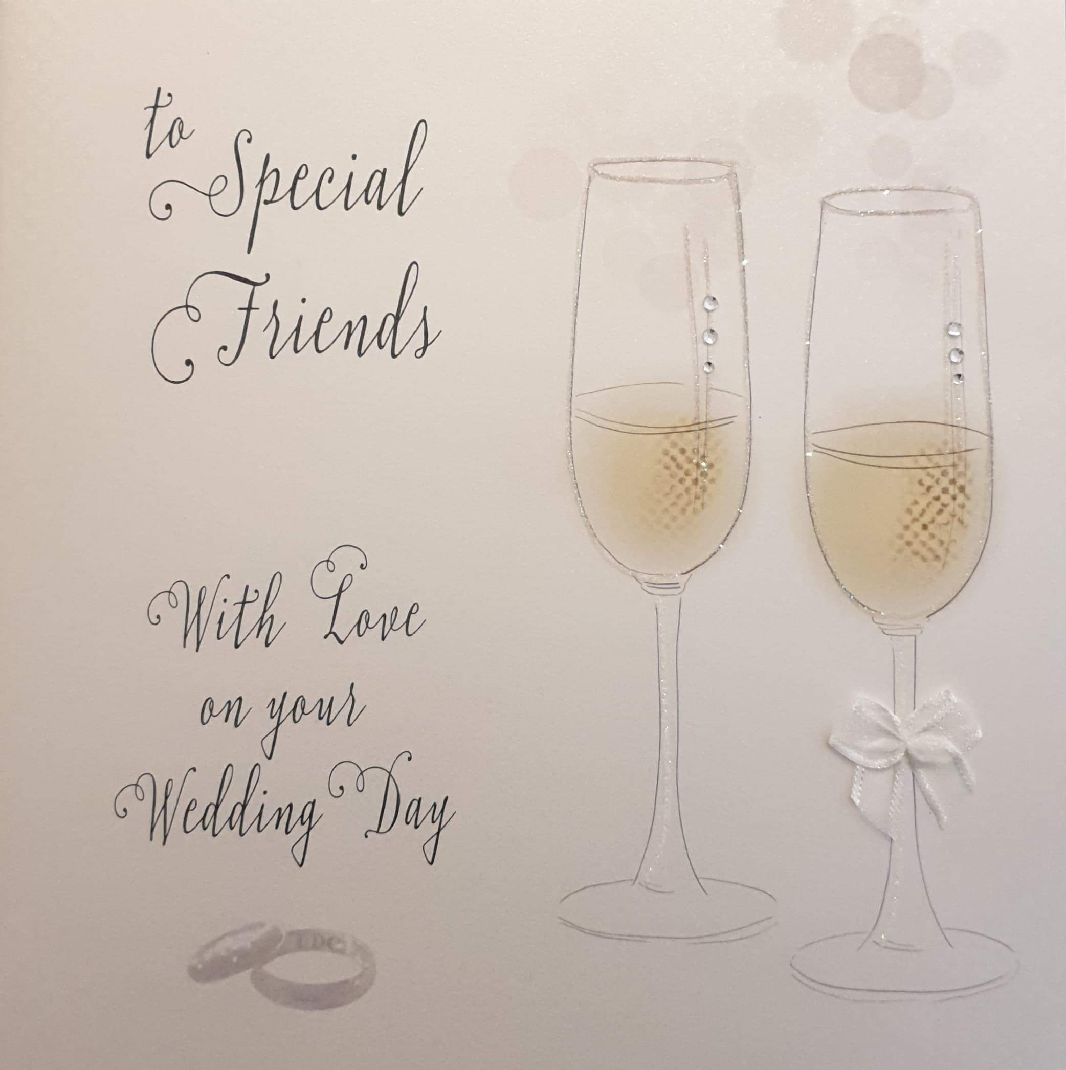 Wedding Card - Special Friends / Wedding Rings & Champagne Glasses  (Large Card)