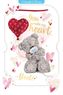 General Valentines Day Card - You Make My Heart Float / Bear Holding Heart Balloon