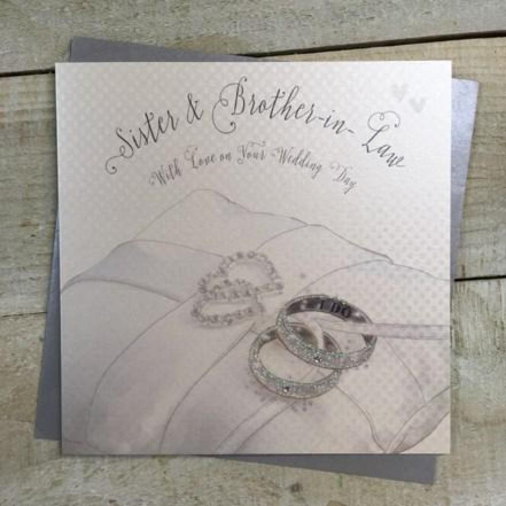 Wedding Card - Sister & Brother-in-Law / Wedding Rings On A White Pillow