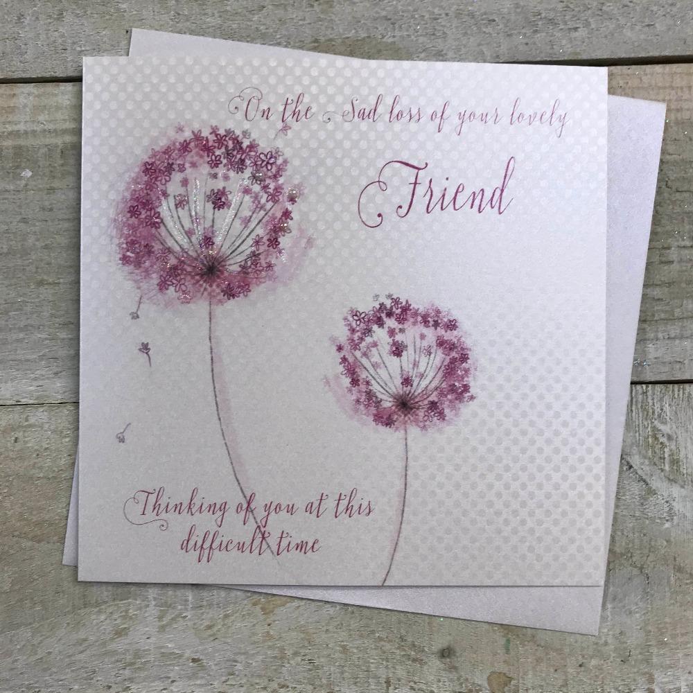 Sympathy Card - Loss of Friend / Two Pink Dandelions