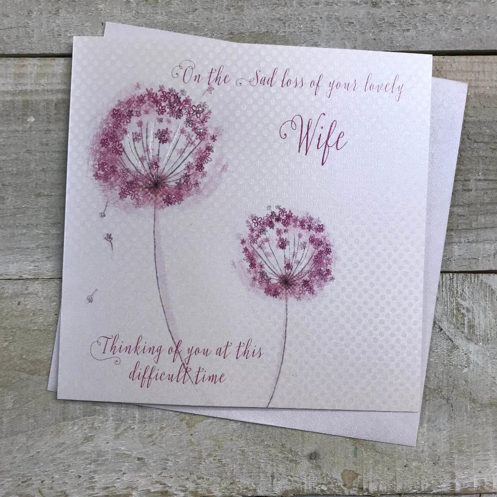 Sympathy Card - Loss of Wife / Two Pink Dandelions