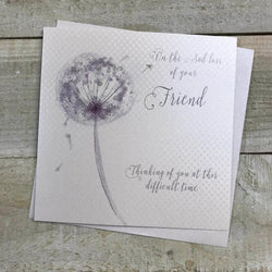 Sympathy Card - Loss Of Your Friend / Single Silver Dandelion