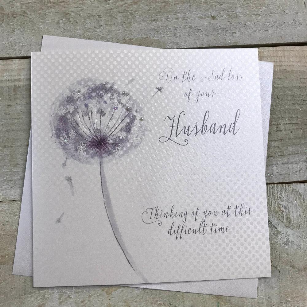 Sympathy Card - Loss Of Your Husband / Single Silver Dandelion