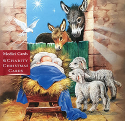 Charity Christmas Card - Pack / Baby Jesus in Stable with Animals