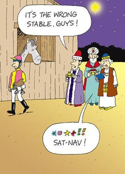 Humour Christmas Card - Wrong Stable Guys