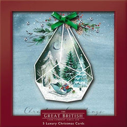 Pack of 5 Luxury Christmas Card - Box / Snowy Sleigh