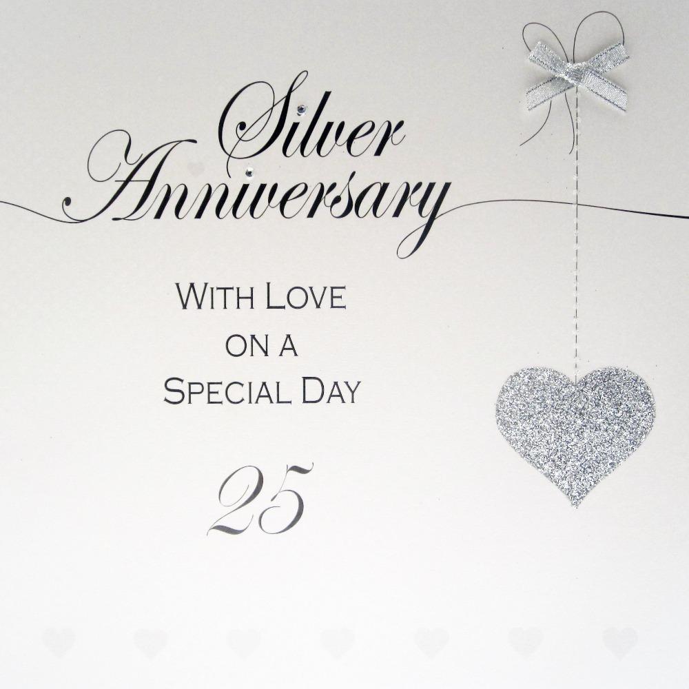 Anniversary Card - Silver / A Silver Ribbon And 25  (Large Card)