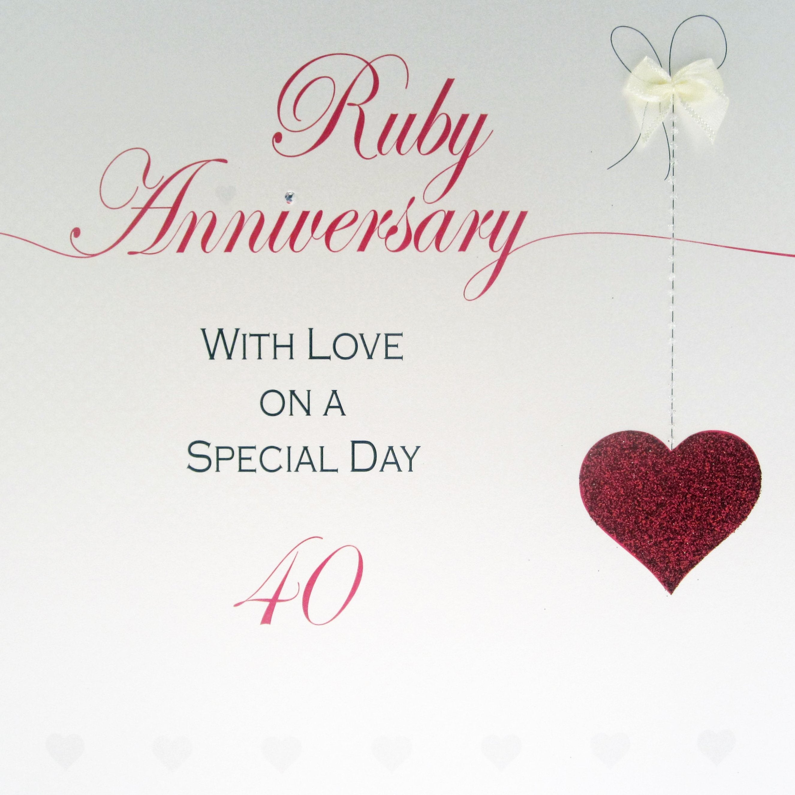 Anniversary Card - Ruby / A Red Heart & 40  (Large Card)