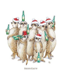 Humour Christmas Card - Santa Beerkats