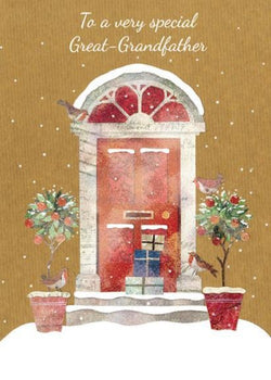 Great Grandfather Christmas Card - Red Door And Snow