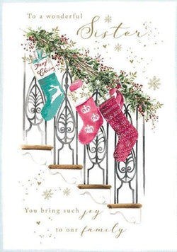 Sister Christmas Card - XMAS Stockings