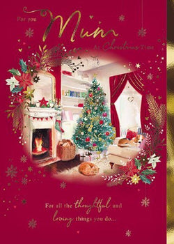 Mum Christmas Card - Cosy Fireplace
