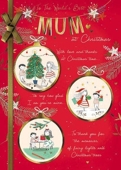 Mum Christmas Card - Family Baubles