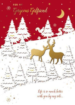 Girlfriend Christmas Card - Deer In The Woods