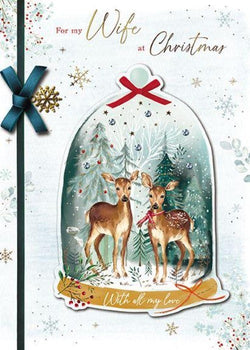 Wife Christmas Card - Deer Couple Snowglobe