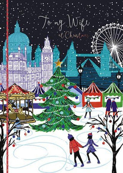 Wife Christmas Card - Winter Skating Scene