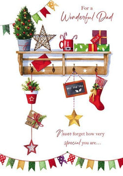 Dad Christmas Card - Christmas Shelf