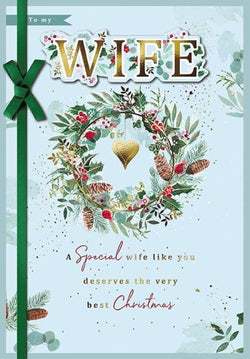 Wife Christmas Card - Floral Heart