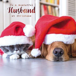 Husband Christmas Card - Puppy And Kitten