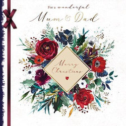 Mum And Dad Christmas Card - Floral Christmas