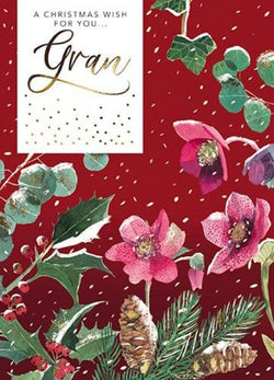 Gran Christmas Card - Hellebore And Foliage