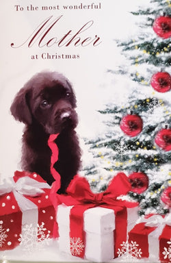 Dog opening Presents