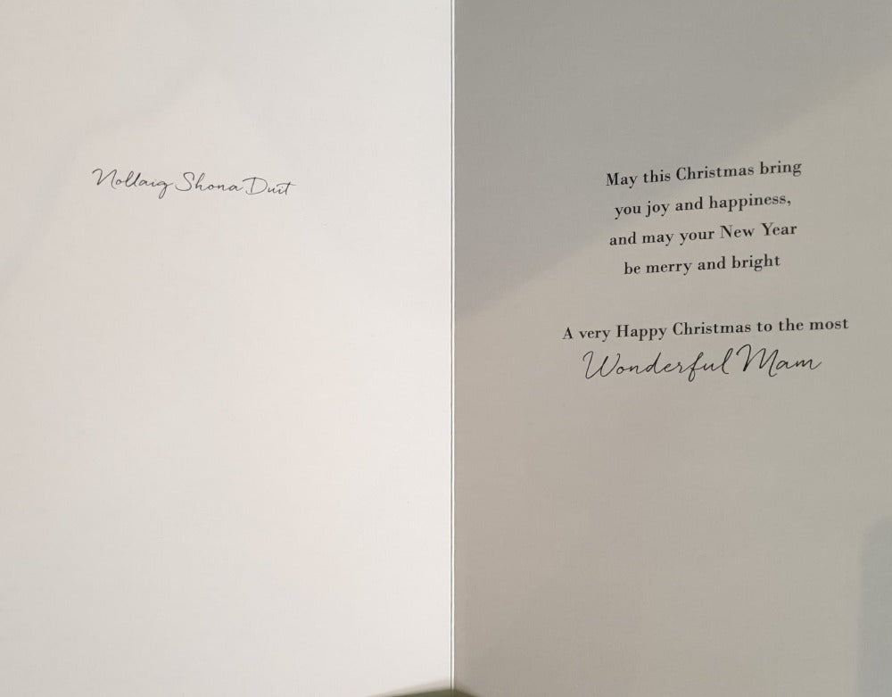 Mam Christmas Card - Joy and Happiness - Snowy House