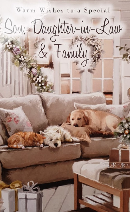 Dogs and Cats sleeping on the sofa