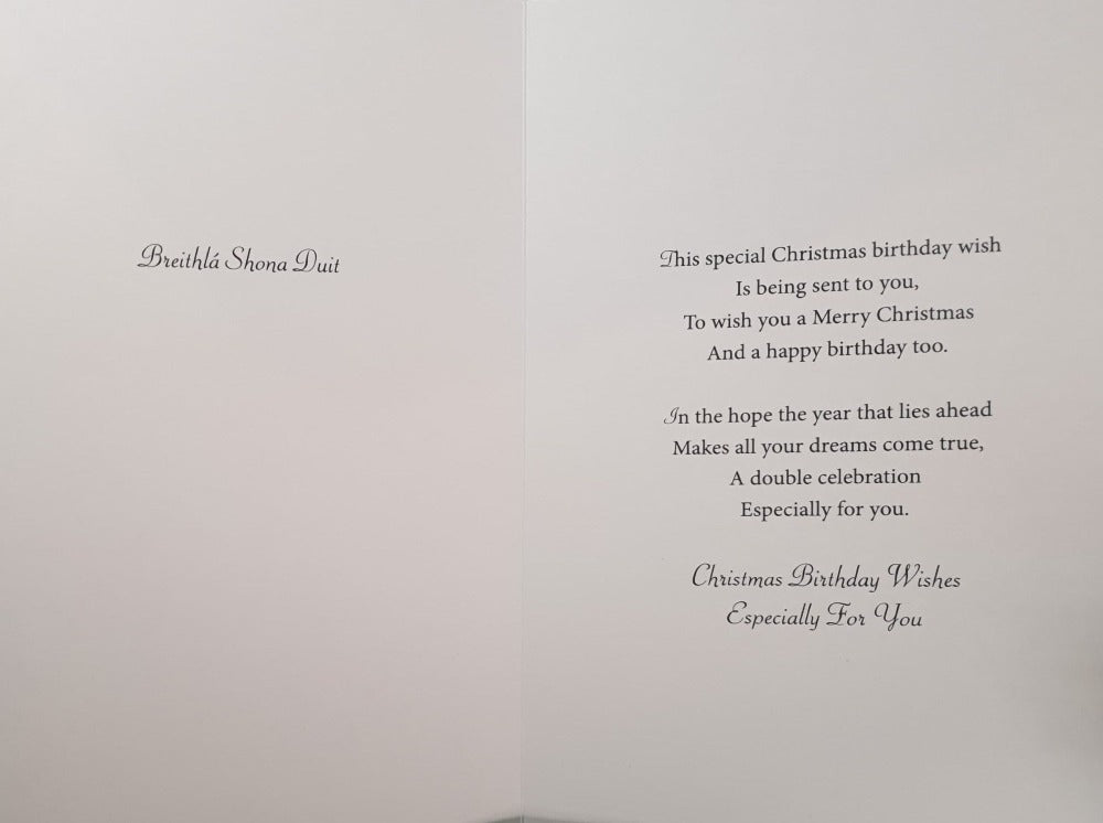 Birthday Christmas Card - Especially for you / Santa and a Teddy Bear