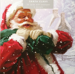Charity Christmas Cards - 10 Cards with Envelopes / 2 Designs - Santa Claus