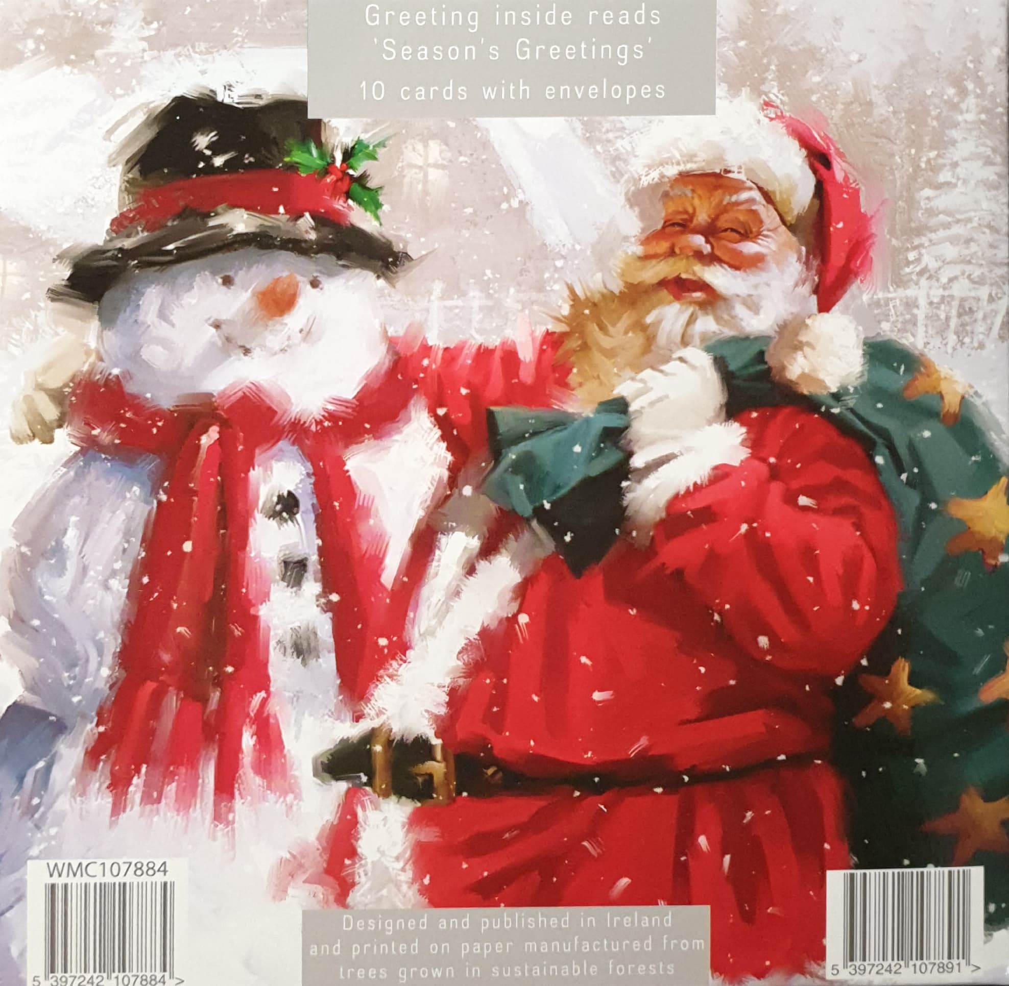 Charity Christmas Cards - 10 Cards with Envelopes / 2 Designs - Santa Claus