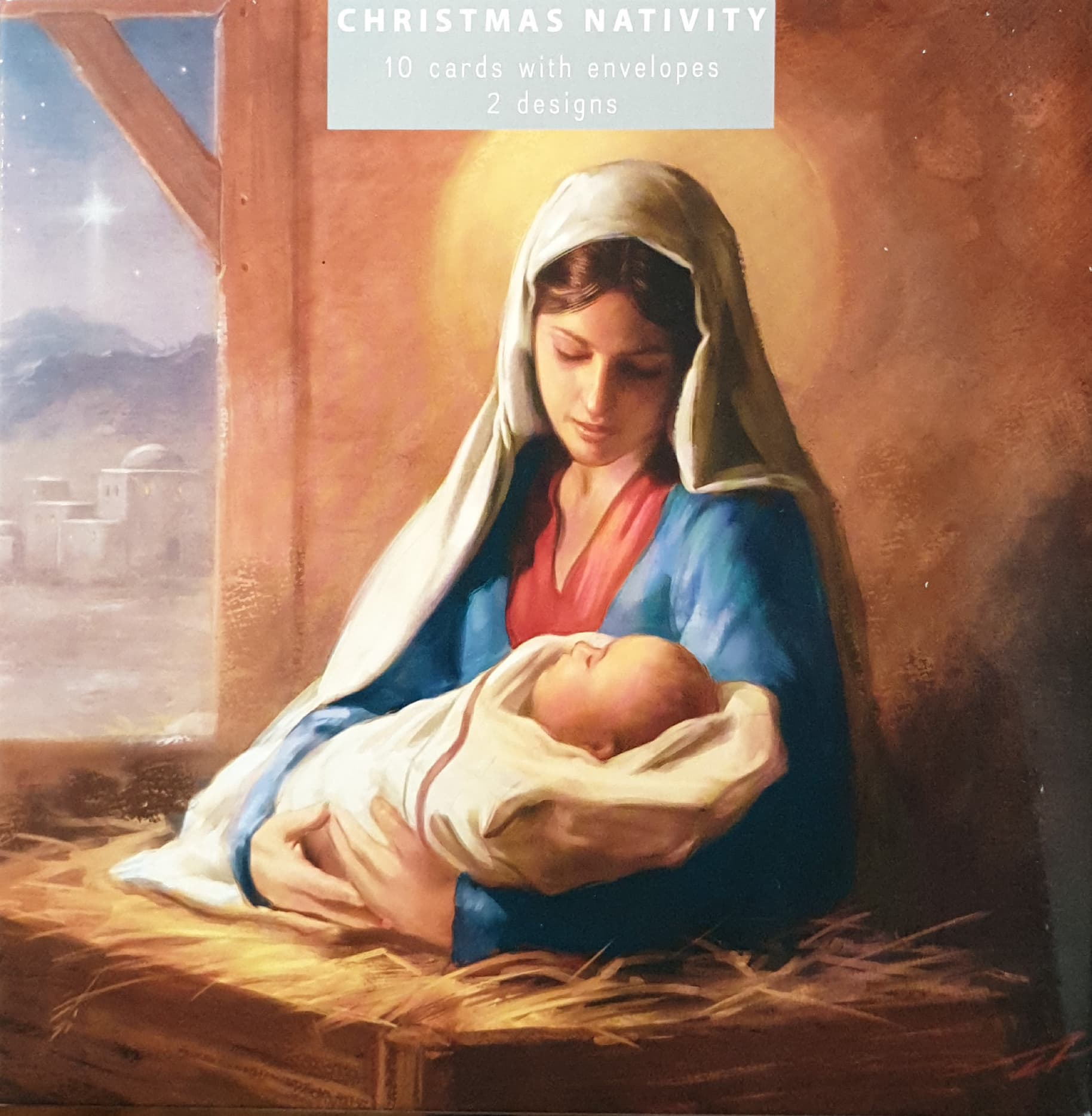 Charity Christmas Cards 10 Cards with Envelopes / 2 Designs - Christmas Nativity